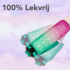 Seniq Motivatie Waterfles - 1 Liter - Drinkfles Met Tijdmarkering - Rietje - Groen Paars -Bol Waterkoker Winkel 1200x1199 20