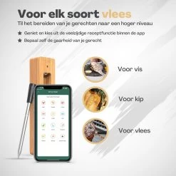 Vulpes Kitchen® Vleesthermometer Pro - Draadloos - Bluetooth & App - 2 In 1 Oventhermometer - RVS & Fast Charger - 30 Meter -Bol Waterkoker Winkel 1200x1200 1020