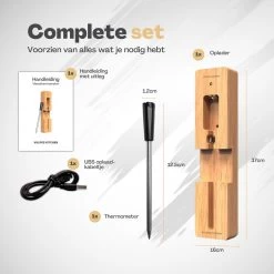 Vulpes Kitchen® Vleesthermometer Pro - Draadloos - Bluetooth & App - 2 In 1 Oventhermometer - RVS & Fast Charger - 30 Meter -Bol Waterkoker Winkel 1200x1200 1024