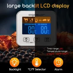 Aigostar 2-in-1 Magnetische Digitale Kern Thermometer Met Keuken Timer Alarm -0-250 Graden Celcius - Magnetische Vloeistof/Vlees Temperatuurmeter Met Meetsonde Draad & Kook Timer -Bol Waterkoker Winkel 1200x1200 1047