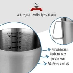 Krumble Maatbeker Met Schenktuit - Maatbekers - Meetbeker Voor Koken En Bakken - Maatkan - Kookgerei - Mengbeker - Blender Beker - RVS - 500 Ml - 9 X 9,5 X 11 Cm (lxbxh) - Zilver -Bol Waterkoker Winkel 1200x1200 1090