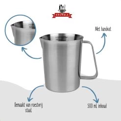 Krumble Maatbeker Met Schenktuit - Maatbekers - Meetbeker Voor Koken En Bakken - Maatkan - Kookgerei - Mengbeker - Blender Beker - RVS - 500 Ml - 9 X 9,5 X 11 Cm (lxbxh) - Zilver -Bol Waterkoker Winkel 1200x1200 1091