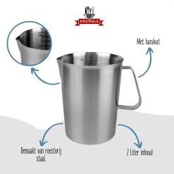 Krumble Maatbeker Met Schenktuit - Maatbekers - Meetbeker Voor Koken En Bakken - Maatkan - Kookgerei - Mengbeker - Blender Beker - RVS - 2 Liter - 14,5 X 17 X 14,5 Cm (lxbxh) - Zilver -Bol Waterkoker Winkel 1200x1200 1095
