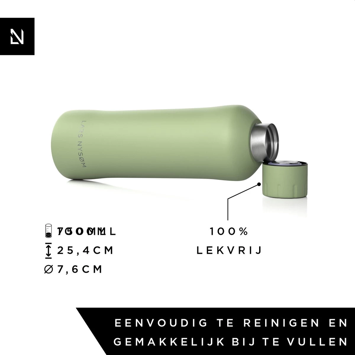 LARS NYSØM Roestvrijstalen drinkfles 'Bølge' 750ml Sage LARS NYSØM Roestvrijstalen Drinkfles 'Bølge' 750ml Sage -Bol Waterkoker Winkel 1200x1200 1132