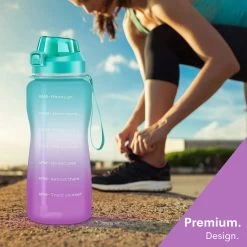 Motivatie Waterfles 2 Liter - Bidon - Sportdrankfles - Grote Waterfles - Gallon - Rietje - Tijdsmarkering - Groen/Paars -Bol Waterkoker Winkel 1200x1200 1140