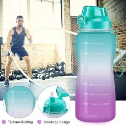 Motivatie Waterfles 2 Liter - Bidon - Sportdrankfles - Grote Waterfles - Gallon - Rietje - Tijdsmarkering - Groen/Paars -Bol Waterkoker Winkel 1200x1200 1142