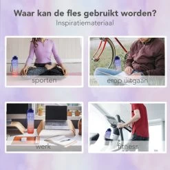 Seniq Motivatie Waterfles - 1 Liter - Drinkfles Met Tijdmarkering - Rietje - Paars Oranje -Bol Waterkoker Winkel 1200x1200 1195