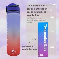 Seniq Motivatie Waterfles - 1 Liter - Drinkfles Met Tijdmarkering - Rietje - Paars Oranje -Bol Waterkoker Winkel 1200x1200 1197
