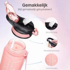 Innovaland Motivatie Waterfles Paars En Roze - 1 Liter Drinkfles - Waterfles Met Rietje - Waterfles Met Tijdmarkering - BPA Vrij - Volwassenen - Kinderen - Geschenk - Cadeau - Mannen - Vrouwen- Cadeau - Fitnes -Bol Waterkoker Winkel 1200x1200 1207