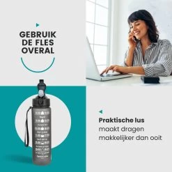 Lacardia Nederlandse Motivatie Waterfles Grijs 'Nederlandse Tekst' - Drinkfles Met Rietje - Waterfles 1 Liter - Waterfles Met Tijdmarkering -Bol Waterkoker Winkel 1200x1200 1227