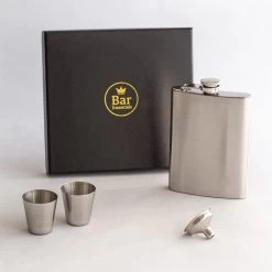 Bar Essentials® Heupfles RVS - Zakflacon - Platvink - Heupflacon - Gifbox