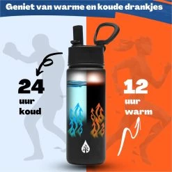 VANN Drinkfles 500 Ml Met Rietje Multifunctioneel - Waterfles Volwassenen - RVS Inclusief 3 Doppen - 24uur Koud/12 Uur Warm - Groen -Bol Waterkoker Winkel 1200x1200 1332