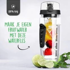 Merkloos Waterfles Met Fruit Infuser - 900ml- 100% BPA Vrij - Zwart - Sportfles - Detox Waterfles-Waterfles Met Fruit Filter -Bol Waterkoker Winkel 1200x1200 1365
