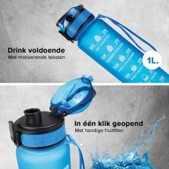 Nimma® Motivatie Waterfles - 1 Liter Drinkfles - Met Tijdmarkeringen En Fruitfilter - Blauw -Bol Waterkoker Winkel 1200x1200 1374