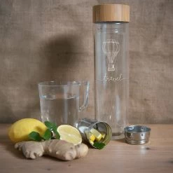 Navaris Glazen Theefles Met Filter - 450 Ml - Waterfles Van Glas - Dubbelwandige Drinkfles - Fles Met Bamboe Dop, Thee Infuser En Hoes - Travel Design -Bol Waterkoker Winkel 1200x1200 1402