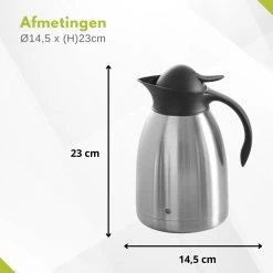 Hendi Thermoskan 1,5 Liter - Isoleerkan Met Drukknop - Zwart - Ø14,5x(H)23cm -Bol Waterkoker Winkel 1200x1200 254