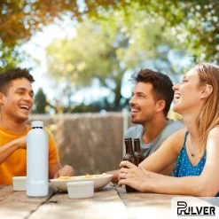 Pulver - RVS Thermosfles / Drinkfles – BPA Vrij – 750 Ml - Waterfles Met Draaidop – Drinkfles – Dubbele Isolatie - Rubberen Coating- Licht Groen -Bol Waterkoker Winkel 1200x1200 300