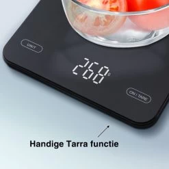 ALJEO Oplaadbare Digitale Precisie Keukenweegschaal - 1g Tot 10kg - Weegschaal Keuken - Tarra Functie - Incl Oplader - Gehard Glas - Zwart -Bol Waterkoker Winkel 1200x1200 340
