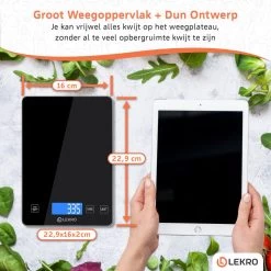 Lekro Digitale Precisie Keukenweegschaal – Weegschaal Keuken - 1gr-15kg – Tarra Functie - Zwart -Bol Waterkoker Winkel 1200x1200 374