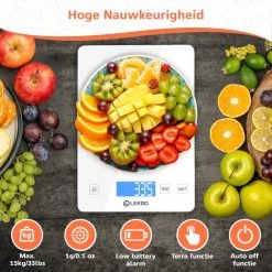 Lekro Digitale Precisie Keukenweegschaal – Weegschaal Keuken - 1gr Tot 15kg – Tarra Functie - Wit 3 Lekro Digitale Precisie Keukenweegschaal – Weegschaal Keuken - 1gr Tot 15kg – Tarra Functie - Wit -Bol Waterkoker Winkel 1200x1200 449