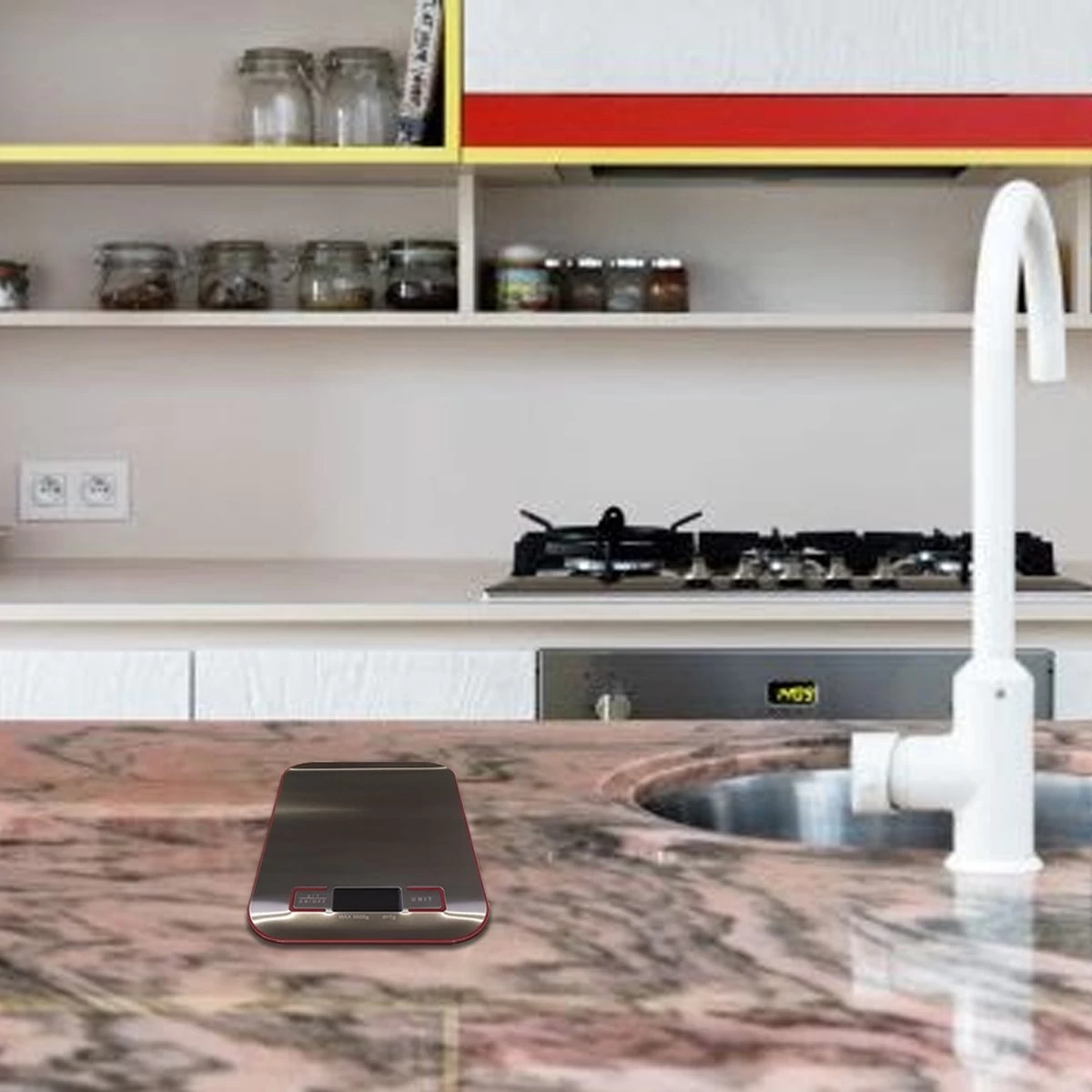 RiMa7 - Digitale Precisie Keukenweegschaal - Tot 5000 gram (5kg) - RVS/Rood RiMa7 - Digitale Precisie Keukenweegschaal - Tot 5000 Gram (5kg) - RVS/Rood -Bol Waterkoker Winkel 1200x1200 467