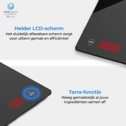ViveGrace HOME® Digitale Precisie Keukenweegschaal - Met Tarra Functie - Gehard Glas - Incl Batterijen - Zwart -Bol Waterkoker Winkel 1200x1200 506