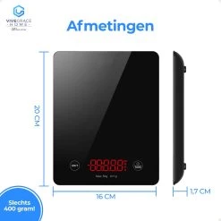 ViveGrace HOME® Digitale Precisie Keukenweegschaal - Met Tarra Functie - Gehard Glas - Incl Batterijen - Zwart -Bol Waterkoker Winkel 1200x1200 510