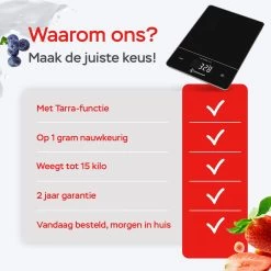 Kitchenwell Digitale Precisie Keukenweegschaal – Weegschaal Keuken - 1gr - 15kg – Tarra Functie - Zwart -Bol Waterkoker Winkel 1200x1200 691