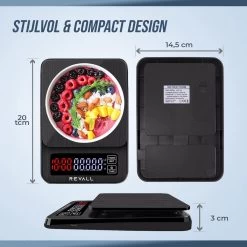 REVALL Digitale Precisie Keukenweegschaal - 0,5g Tot 3kg - Inclusief Batterijen - Zwart 3 REVALL Digitale Precisie Keukenweegschaal - 0,5g Tot 3kg - Inclusief Batterijen - Zwart -Bol Waterkoker Winkel 1200x1200 693
