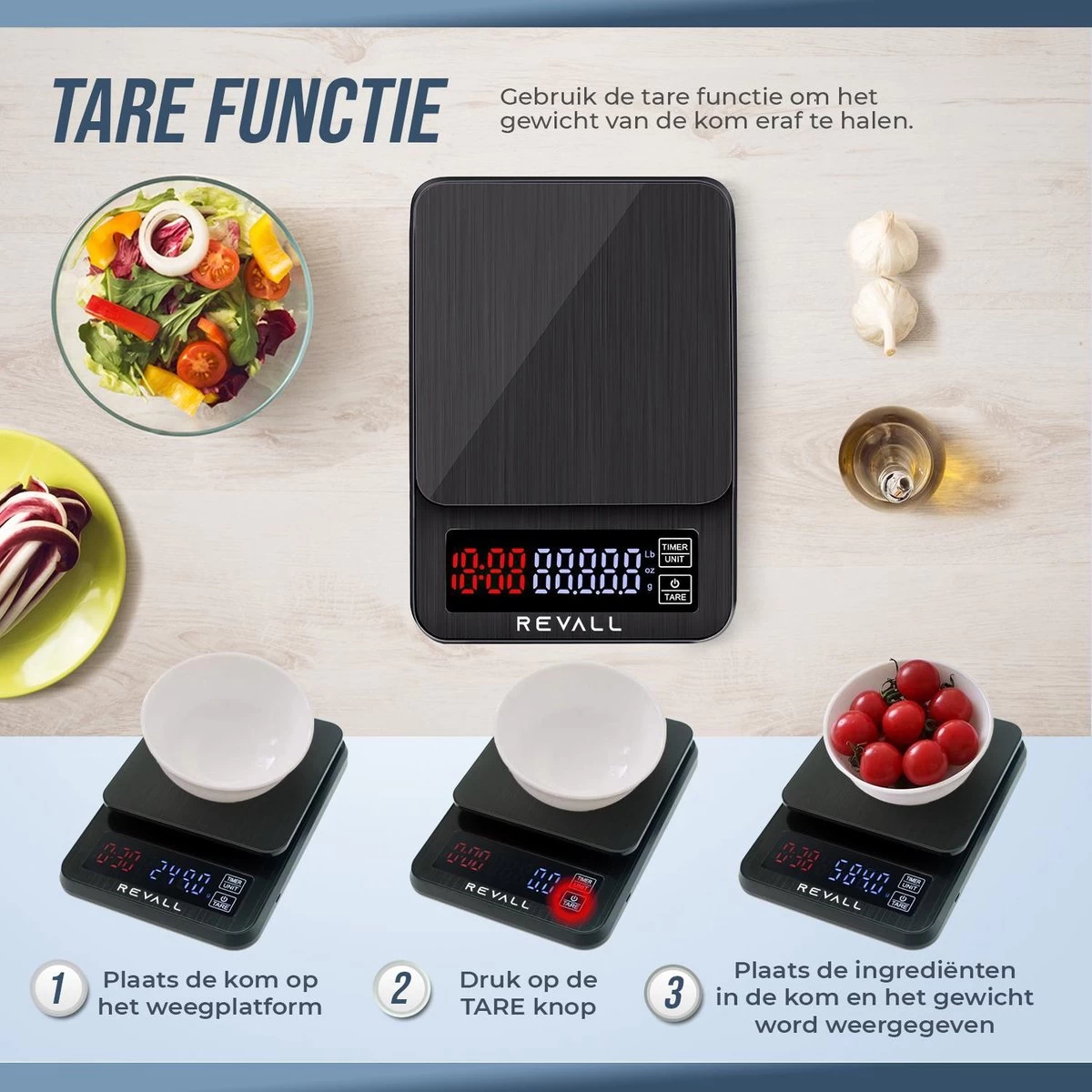 REVALL Digitale Precisie Keukenweegschaal - 0,5g tot 3kg - Inclusief batterijen - Zwart REVALL Digitale Precisie Keukenweegschaal - 0,5g Tot 3kg - Inclusief Batterijen - Zwart -Bol Waterkoker Winkel 1200x1200 696