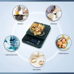 REVALL Digitale Precisie Keukenweegschaal - 0,5g Tot 3kg - Inclusief Batterijen - Zwart 7 REVALL Digitale Precisie Keukenweegschaal - 0,5g Tot 3kg - Inclusief Batterijen - Zwart -Bol Waterkoker Winkel 1200x1200 697