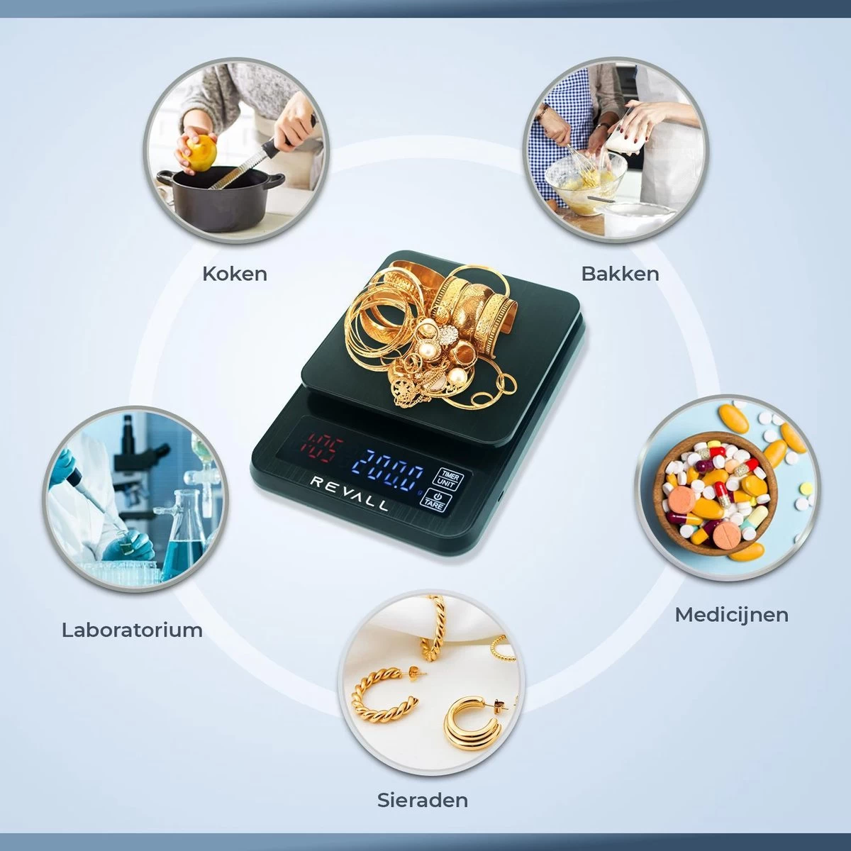 REVALL Digitale Precisie Keukenweegschaal - 0,5g tot 3kg - Inclusief batterijen - Zwart REVALL Digitale Precisie Keukenweegschaal - 0,5g Tot 3kg - Inclusief Batterijen - Zwart -Bol Waterkoker Winkel 1200x1200 697