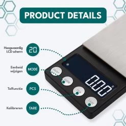 Ease Electronicz Digitale Mini Precisie Keukenweegschaal - 0,01 Tot 200 Gram - 14.2 X 7.5 Cm - Pocket Scale Op Batterij - Weegschaal Keuken -Bol Waterkoker Winkel 1200x1200 732