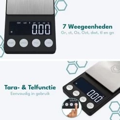 Ease Electronicz Digitale Mini Precisie Keukenweegschaal - 0,01 Tot 200 Gram - 14.2 X 7.5 Cm - Pocket Scale Op Batterij - Weegschaal Keuken -Bol Waterkoker Winkel 1200x1200 733