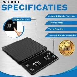 WeighJo Koffie Weegschaal - Digitale Keukenweegschaal - Precisieweegschaal - Barista -Bol Waterkoker Winkel 1200x1200 736