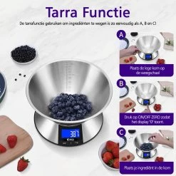 SWILIX ® Precisie Keukenweegschaal - 1gr Tot 5 Kg - Inclusief Mengcom - Met Tarra Functie - Inclusief Batterijen - RVS -Bol Waterkoker Winkel 1200x1200 742