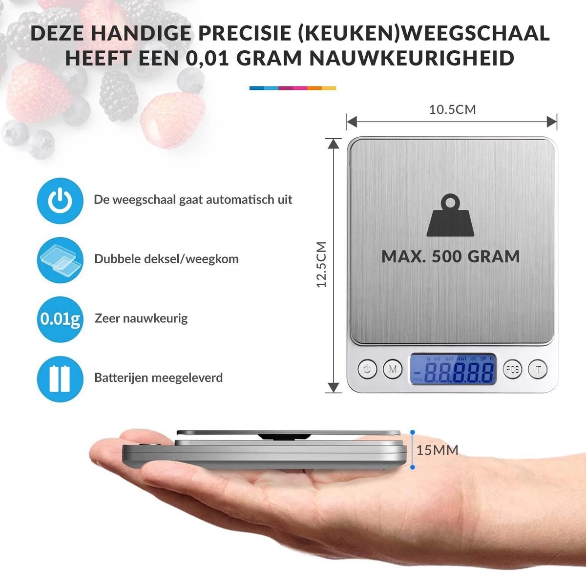 Keukenweegschaal Digitaal met Kom - Precisie Weegschaal RVS - 500g x 0.01g Keukenweegschaal Digitaal Met Kom - Precisie Weegschaal RVS - 500g X 0.01g -Bol Waterkoker Winkel 1200x1200 787
