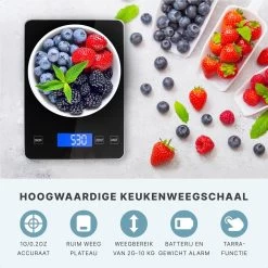 Keukenweegschaal - Digitaal - Weegschaal Keuken - Oplaadbaar - Incl. USB-kabel En Batterijen - Tarra Functie - Tot 10 Kg - Zwart -Bol Waterkoker Winkel 1200x1200 794