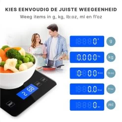 Keukenweegschaal - Digitaal - Weegschaal Keuken - Oplaadbaar - Incl. USB-kabel En Batterijen - Tarra Functie - Tot 10 Kg - Zwart -Bol Waterkoker Winkel 1200x1200 795