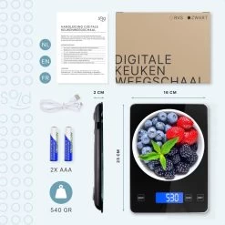 Keukenweegschaal - Digitaal - Weegschaal Keuken - Oplaadbaar - Incl. USB-kabel En Batterijen - Tarra Functie - Tot 10 Kg - Zwart -Bol Waterkoker Winkel 1200x1200 801
