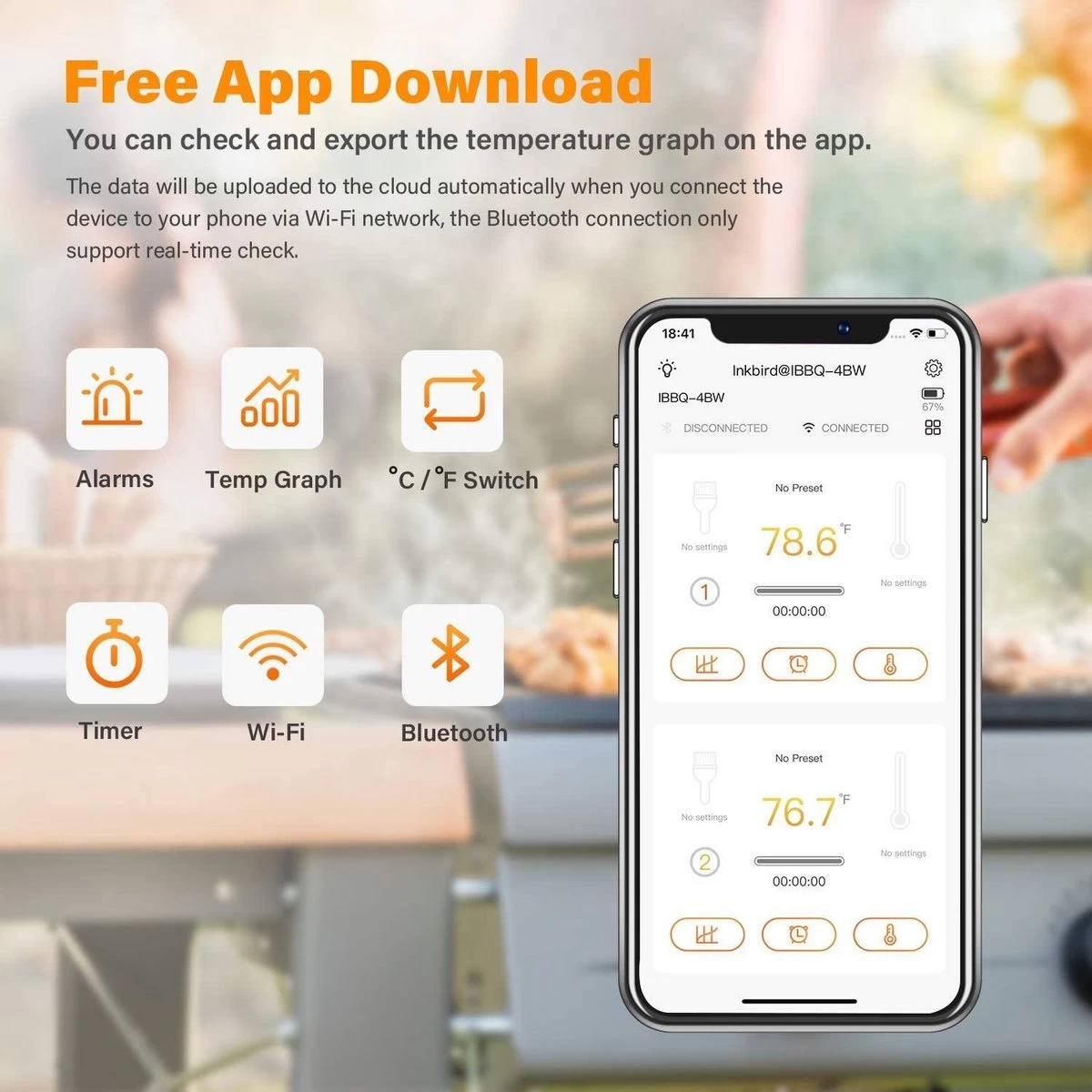 Inkbird IBBQ-4BW Vleesthermometer Wifi + Bluethooth + App Inkbird IBBQ-4BW Vleesthermometer Wifi + Bluethooth + App -Bol Waterkoker Winkel 1200x1200 845