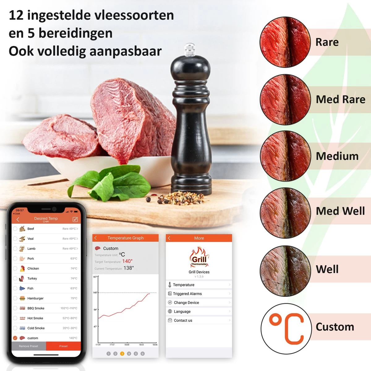 Claire BF-5 BBQ thermometer - Vleesthermometer - Oventhermometer - Draadloos met app - Incl. Batterijen en 4 meetsondes Claire BF-5 BBQ Thermometer - Vleesthermometer - Oventhermometer - Draadloos Met App - Incl. Batterijen En 4 Meetsondes -Bol Waterkoker Winkel 1200x1200 952