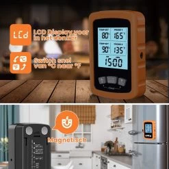 Vleesthermometer Dubbele Sonde - BBQ Thermometer Oranje Met Timer - Kernthermometer - Suikerthermometer - Kookthermometer -Bol Waterkoker Winkel 1200x1200 958