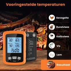 Vleesthermometer Dubbele Sonde - BBQ Thermometer Oranje Met Timer - Kernthermometer - Suikerthermometer - Kookthermometer -Bol Waterkoker Winkel 1200x1200 959