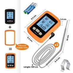 Vleesthermometer Dubbele Sonde - BBQ Thermometer Oranje Met Timer - Kernthermometer - Suikerthermometer - Kookthermometer -Bol Waterkoker Winkel 1200x1200 962