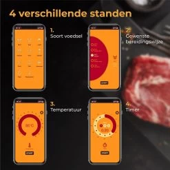 Nuvance - Vleesthermometer Draadloos Met App - BBQ Thermometer Met Bluetooth - Meater - Oventhermometer - BBQ Accesoires - RVS -Bol Waterkoker Winkel 1200x1200 968