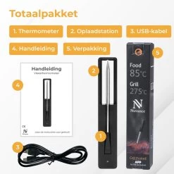 Nuvance - Vleesthermometer Draadloos Met App - BBQ Thermometer Met Bluetooth - Meater - Oventhermometer - BBQ Accesoires - RVS -Bol Waterkoker Winkel 1200x1200 973