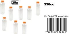 25x Flesje PET Helder 330cc Met Oranje Dop - Drinken Jus Sinas Cola Sappen Dranken