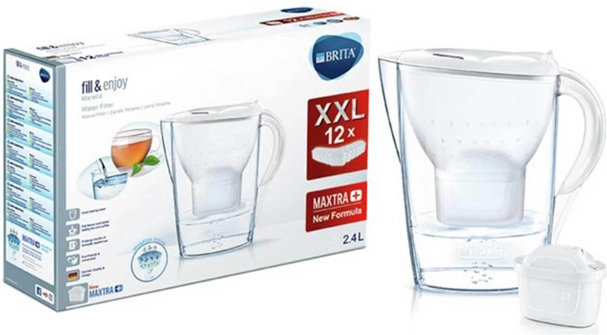 BRITA - Waterfilterkan Marella Cool - Wit - 2,4L + 12 MAXTRA+ Waterfilterpatronen BRITA - Waterfilterkan Marella Cool - Wit - 2,4L + 12 MAXTRA+ Waterfilterpatronen -Bol Waterkoker Winkel