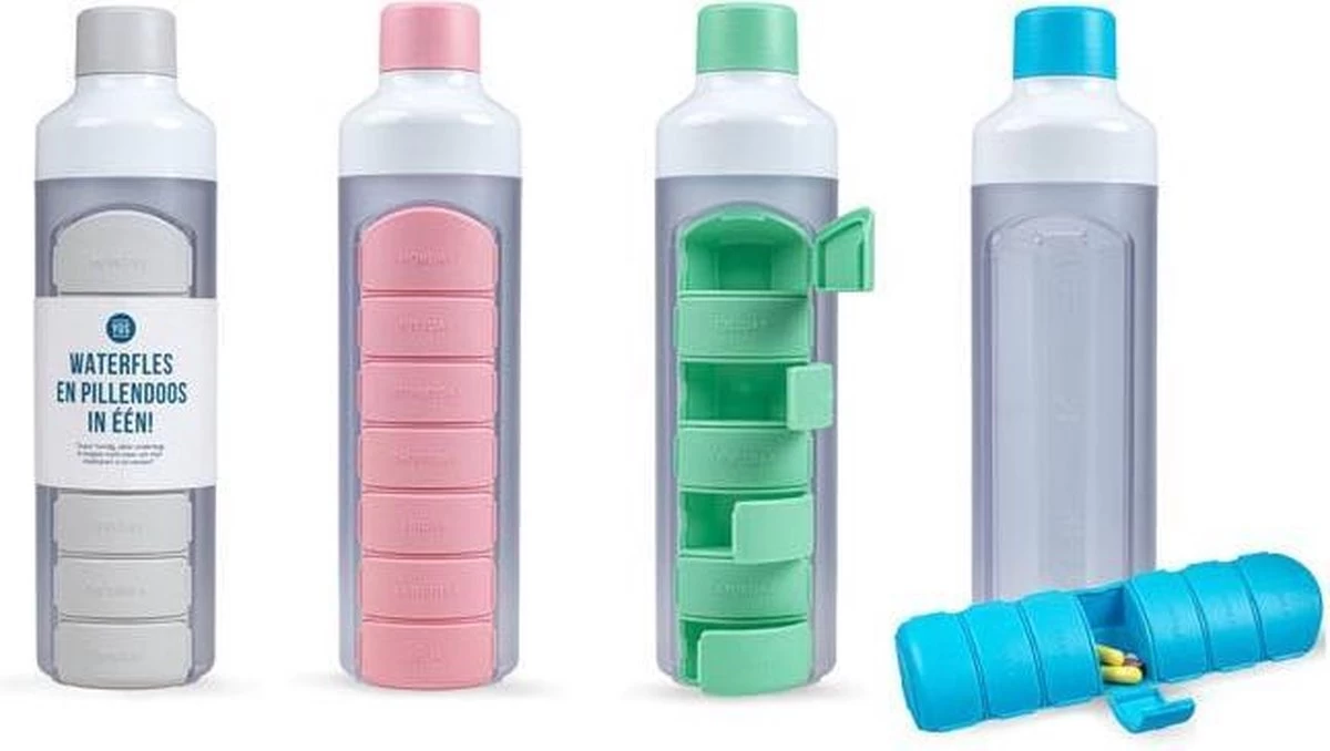 YOS Bottle - waterfles met pillendoos - 7 Vaks - Roze YOS Bottle - Waterfles Met Pillendoos - 7 Vaks - Roze -Bol Waterkoker Winkel 1200x678 2
